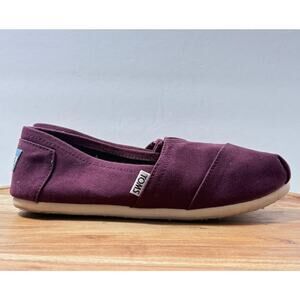 TOMS Shoes Womens Size 7 Burgundy Classic Alpargata Slip On Flats Canvas Comfort